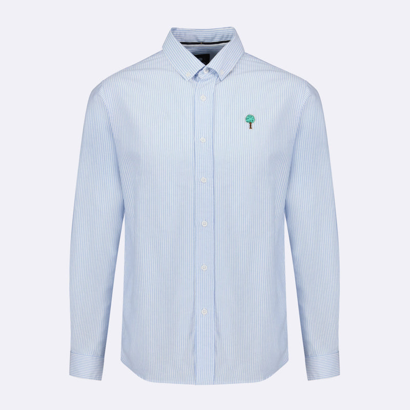 Chemise Rayée Blanche & Bleue Ivoy - Homme