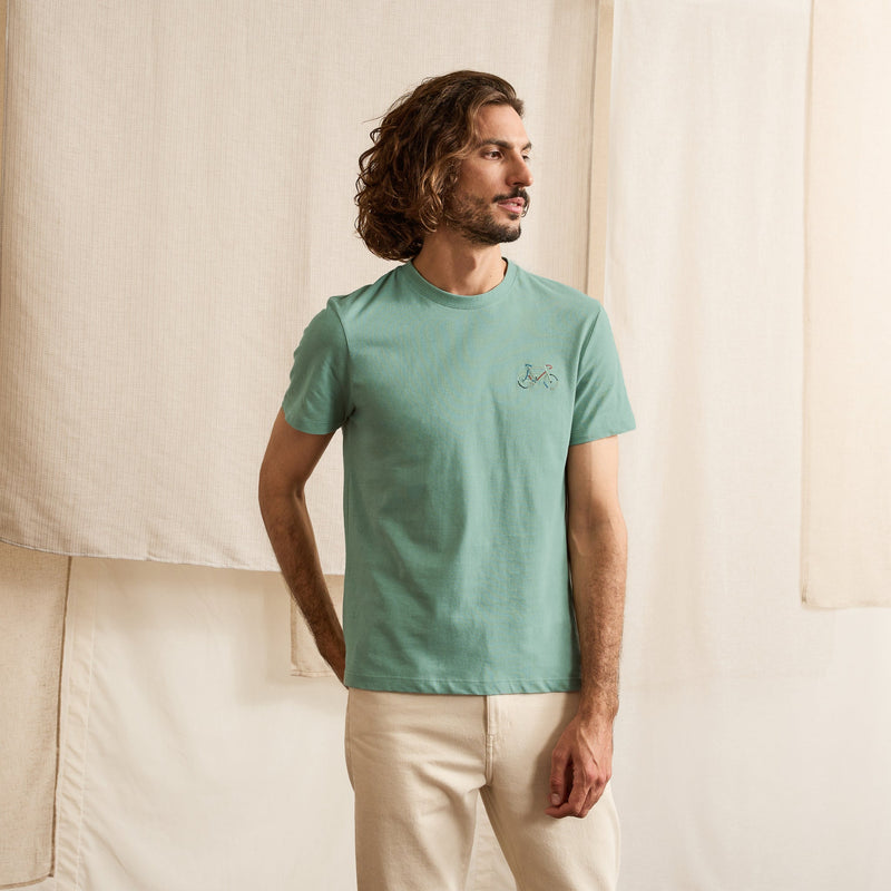T-Shirt Col Rond Vert Clair Arcy - Homme