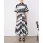Vestido camisero Nadia - Gris/Crema - Mujer