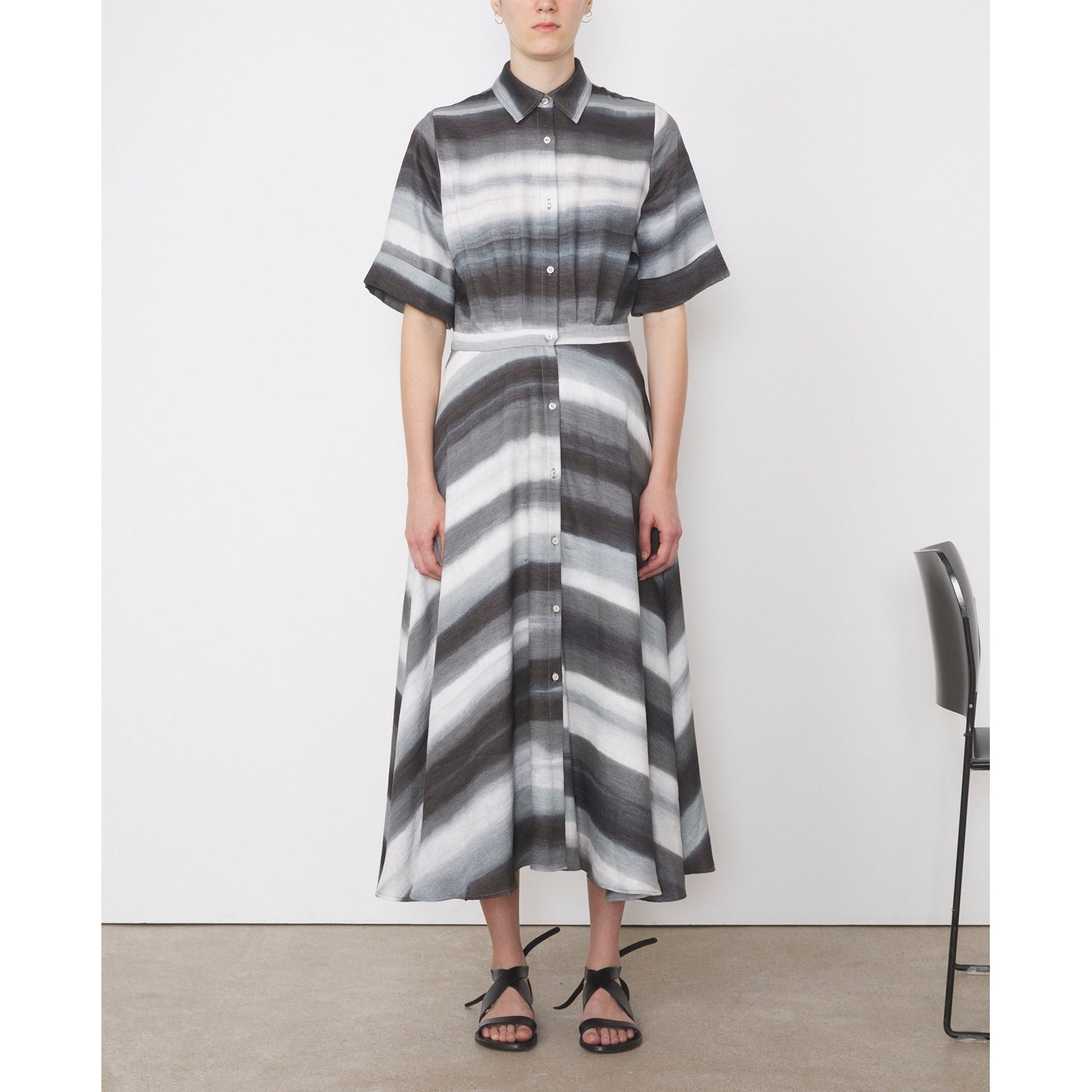 Vestido camisero Nadia - Gris/Crema - Mujer