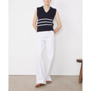 Aurora Sleeveless Sweater - Navy/Ecru - Woman