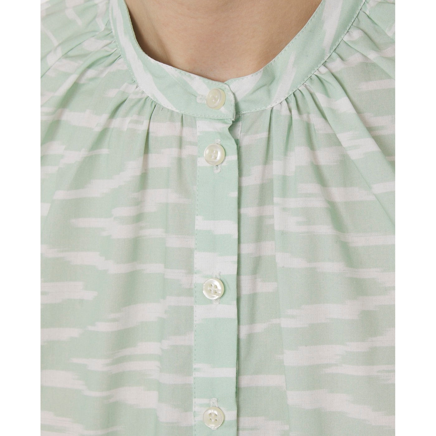 Chemise Nolwenn Shi Itl Ikat Print Cot - White/Mint