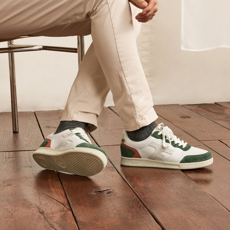 White & Khaki Hazel Sneakers - Mixed