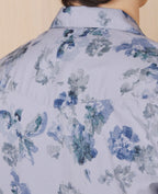 Officine Générale – Chemise Eren Manches Courtes - Bleu Clair/Gris - Homme, chemise à motifs floraux bleus et verts, portée de dos