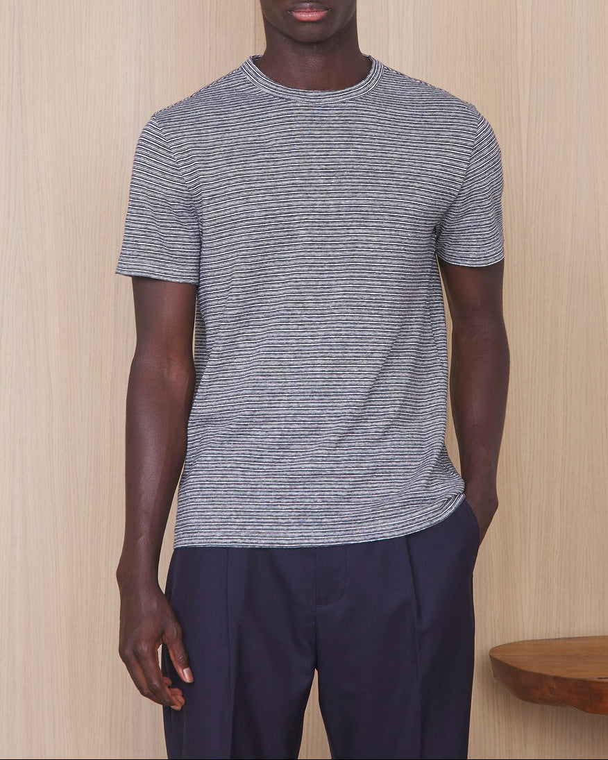 T-Shirt Manches Courtes - Écru/Bleu Marine - Homme