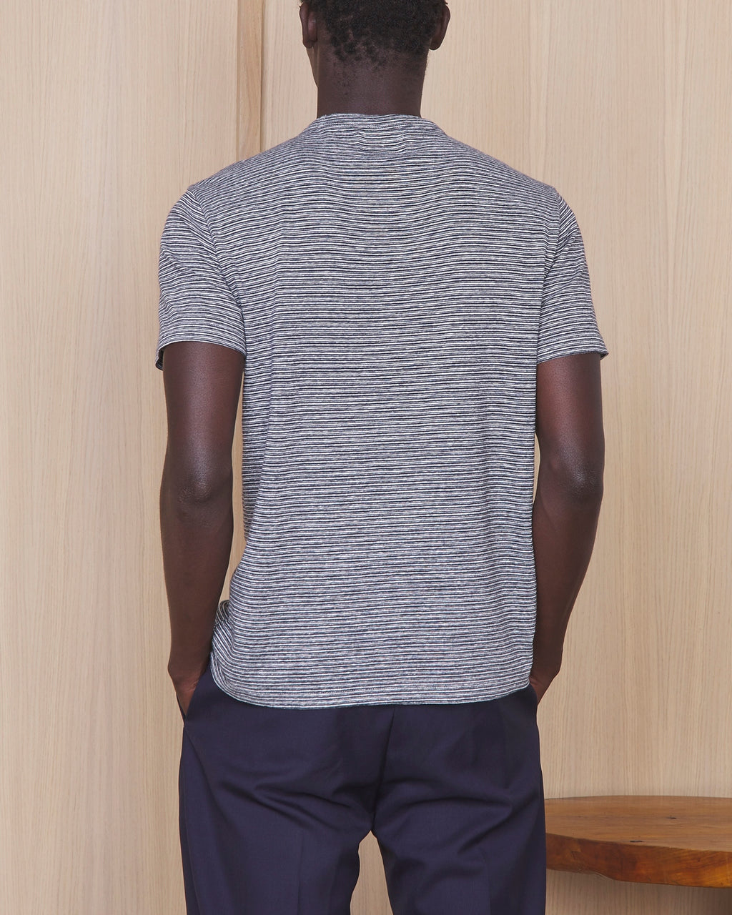 T-Shirt Manches Courtes - Écru/Bleu Marine - Homme