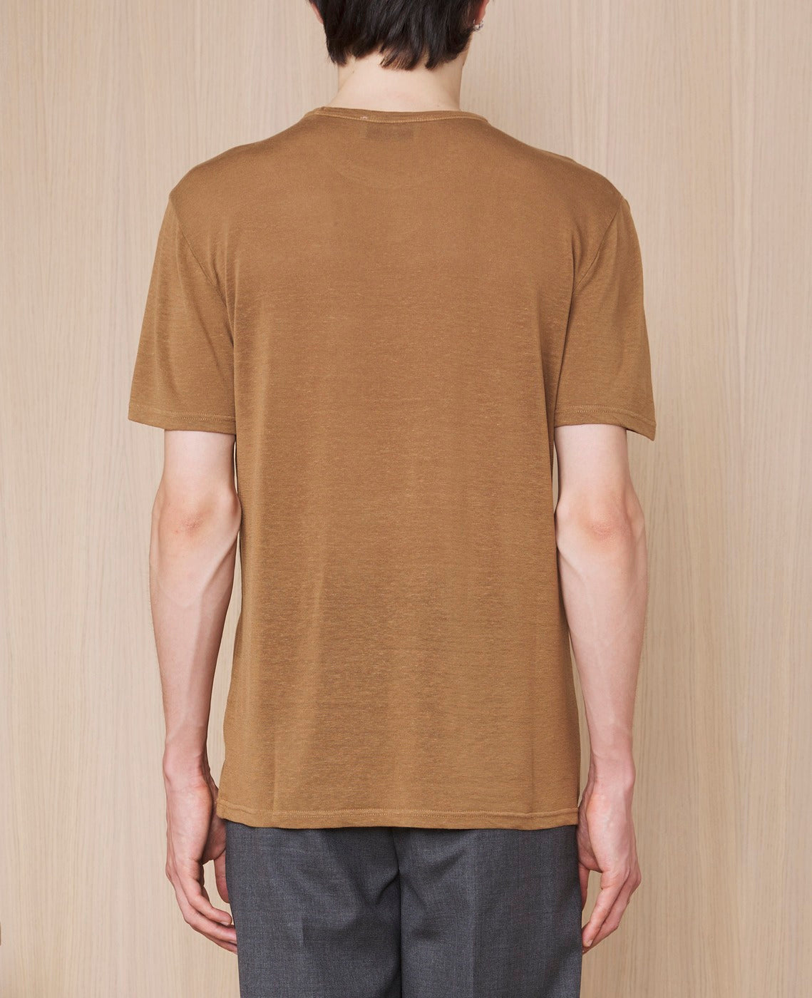 Tee Shirt Ss Tee Gmt Dye Lyocell Linen - Cigar
