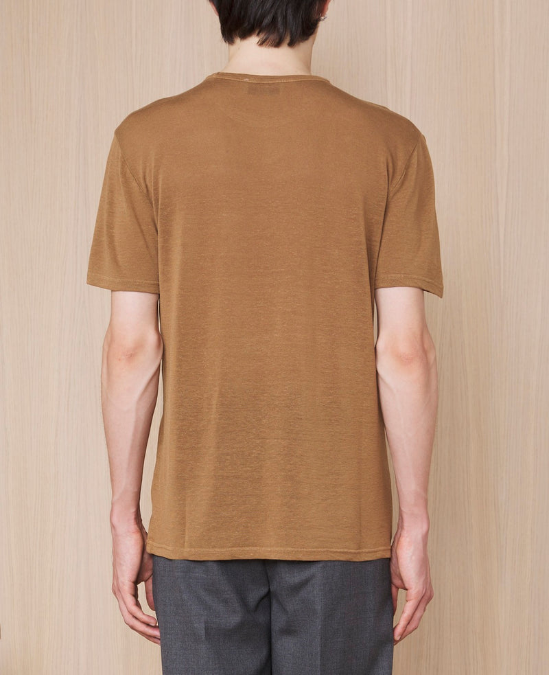 Tee Shirt Ss Tee Gmt Dye Lyocell Linen - Cigar