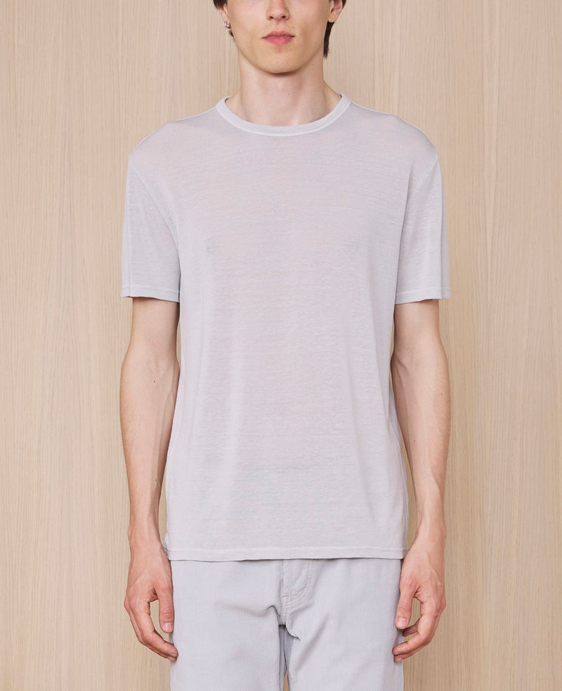 Tee Shirt Ss Tee Gmt Dye Lyocell Linen - Silver Grey