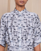 Robe + Nadia Band Silk Abstract Print - Grey/Mdgrey/Dkgrey