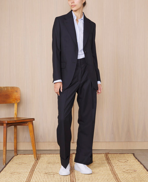 Tlg Veste W Giovanni Itl 120S Stripe Wo - Dark Navy