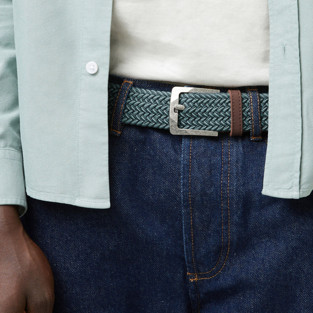 Ceinture Tressee Bleue & Verte Square Belt - Homme