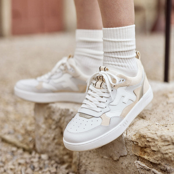 Zapatillas Bajas Blancas & Beige Dahlia - Mujer