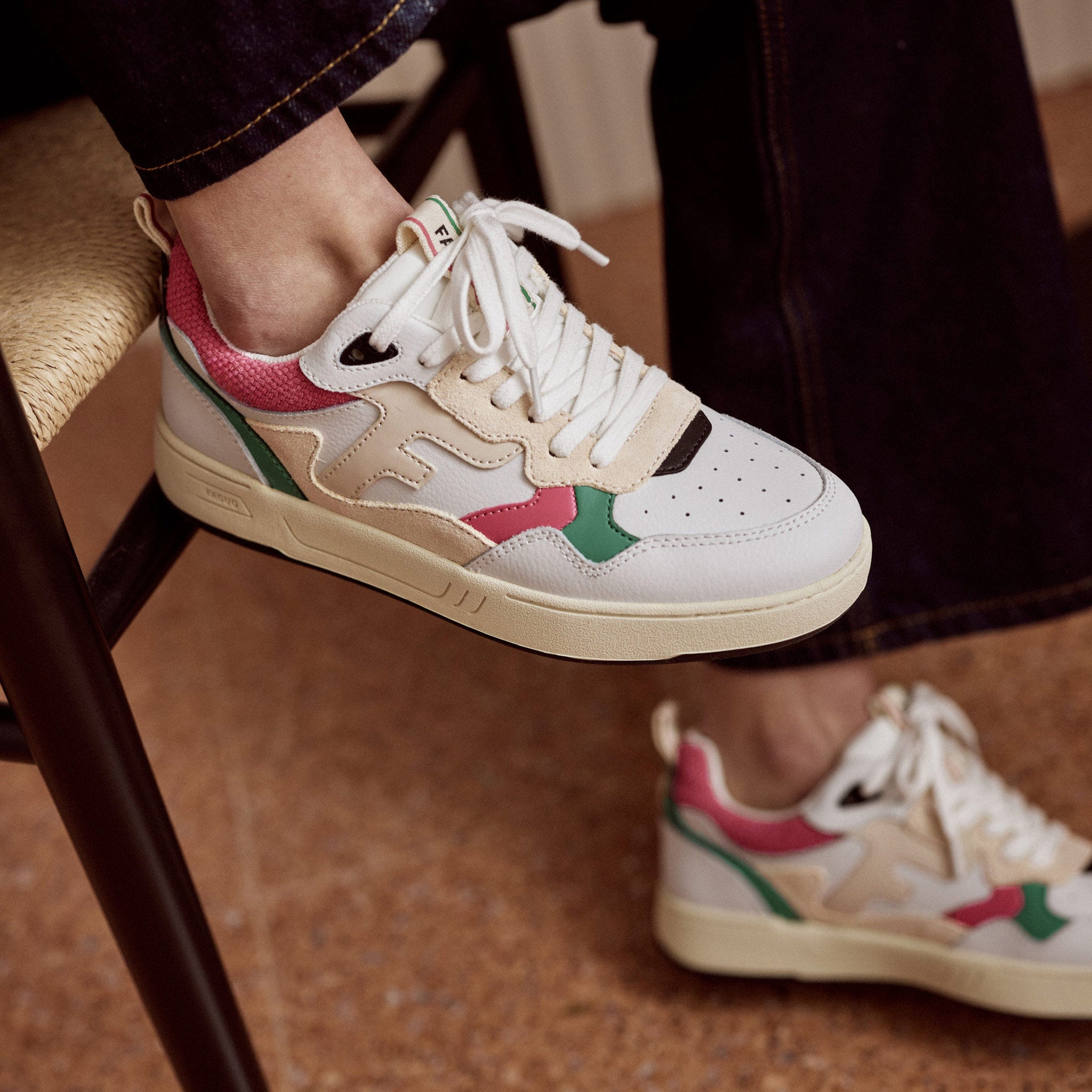 Zapatillas Bajas Blancas, Verdes & Rosas Dahlia - Mujer