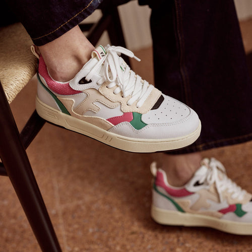 Zapatillas bajas Dahlia en blanco, verde y rosa - Mujer