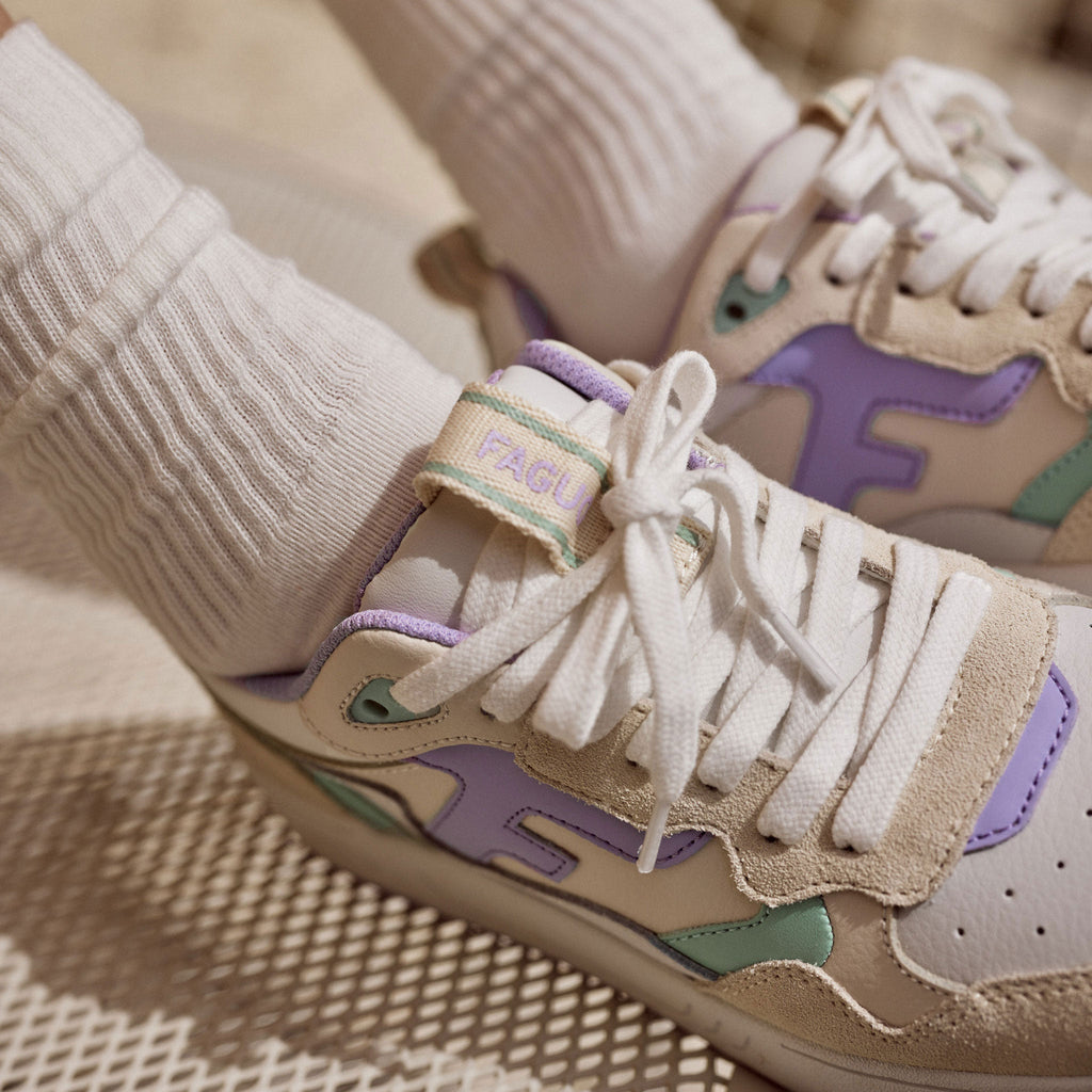 Zapatillas Bajas Blancas & Violeta Claro Dahlia - Mujer