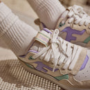Baskets Basses Blanches & Violet Clair Dahlia - Femme