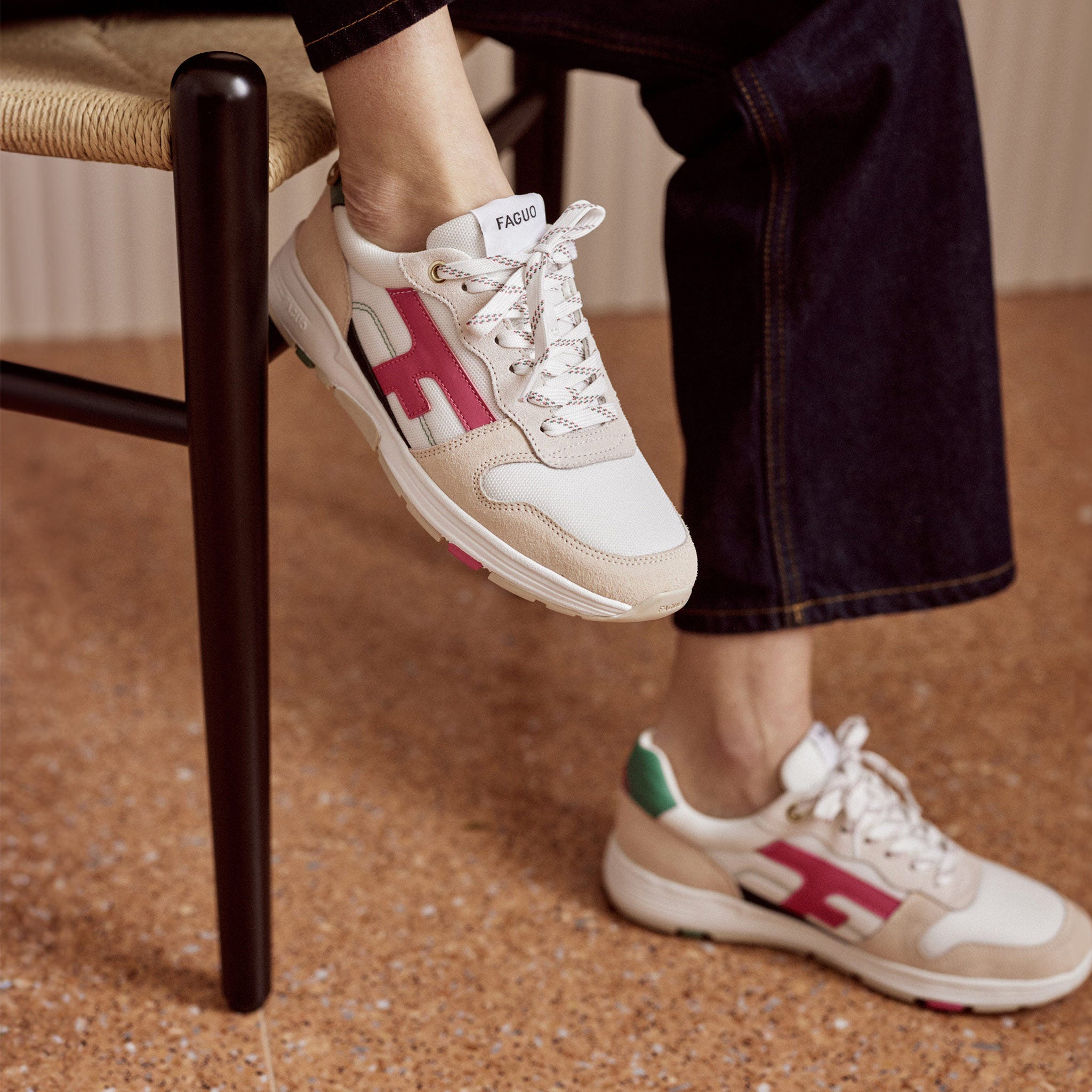 Running Blanches, Vertes & Roses Olive - Femme