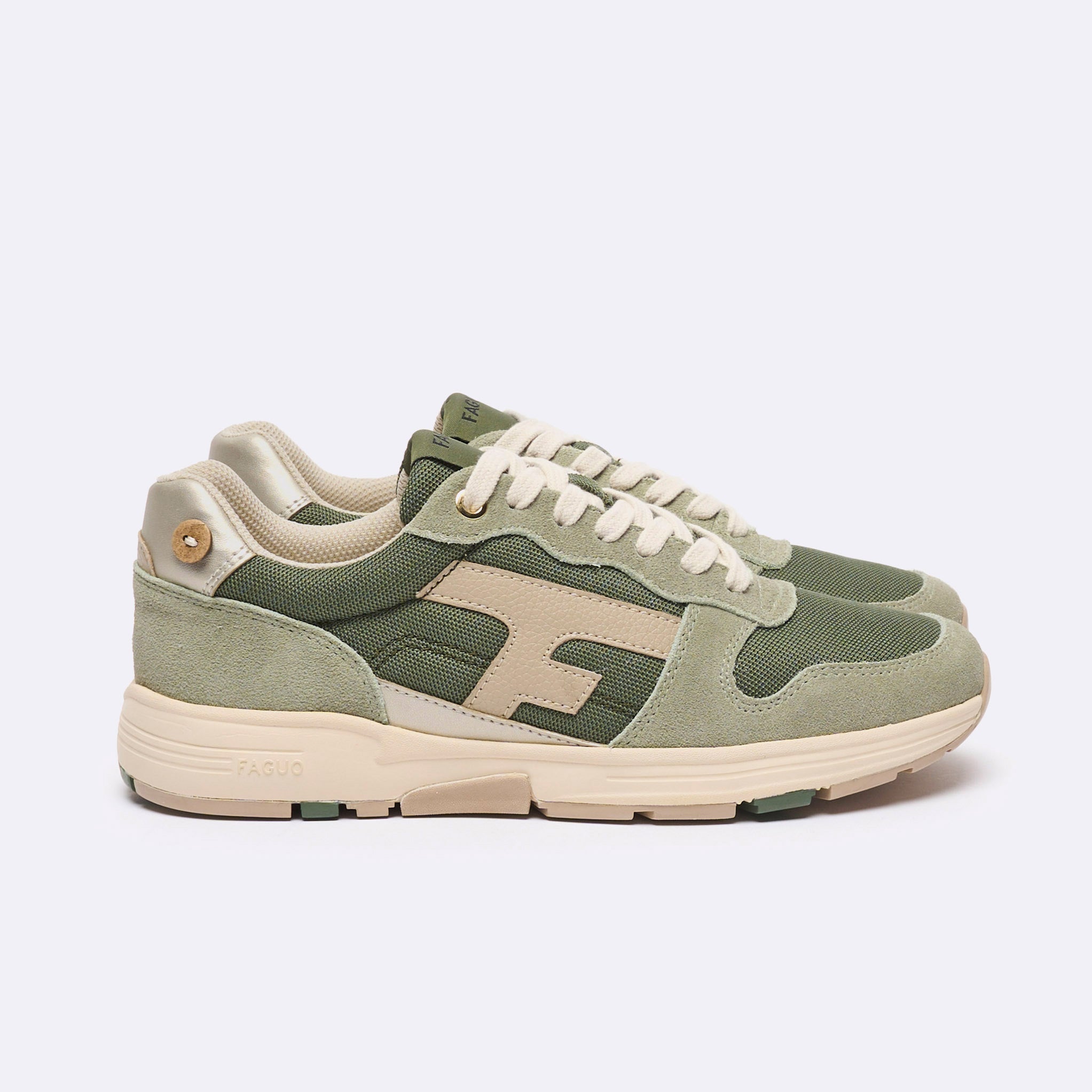 Running Kaki Clair & Dorées Olive - Femme