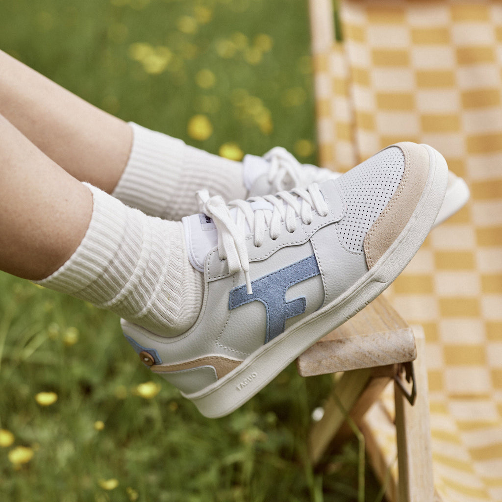 Baskets Basses Blanches, Beiges & Bleues Hazel - Mixte