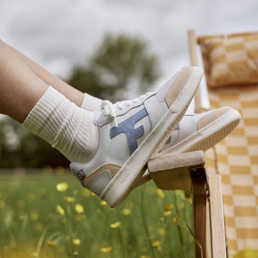 Baskets Basses Blanches, Beiges & Bleues Hazel - Mixte