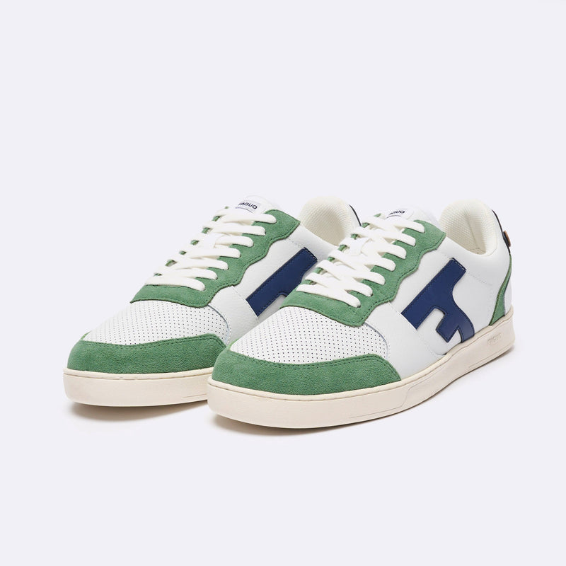 White & Green Hazel Low Top Sneakers - Men