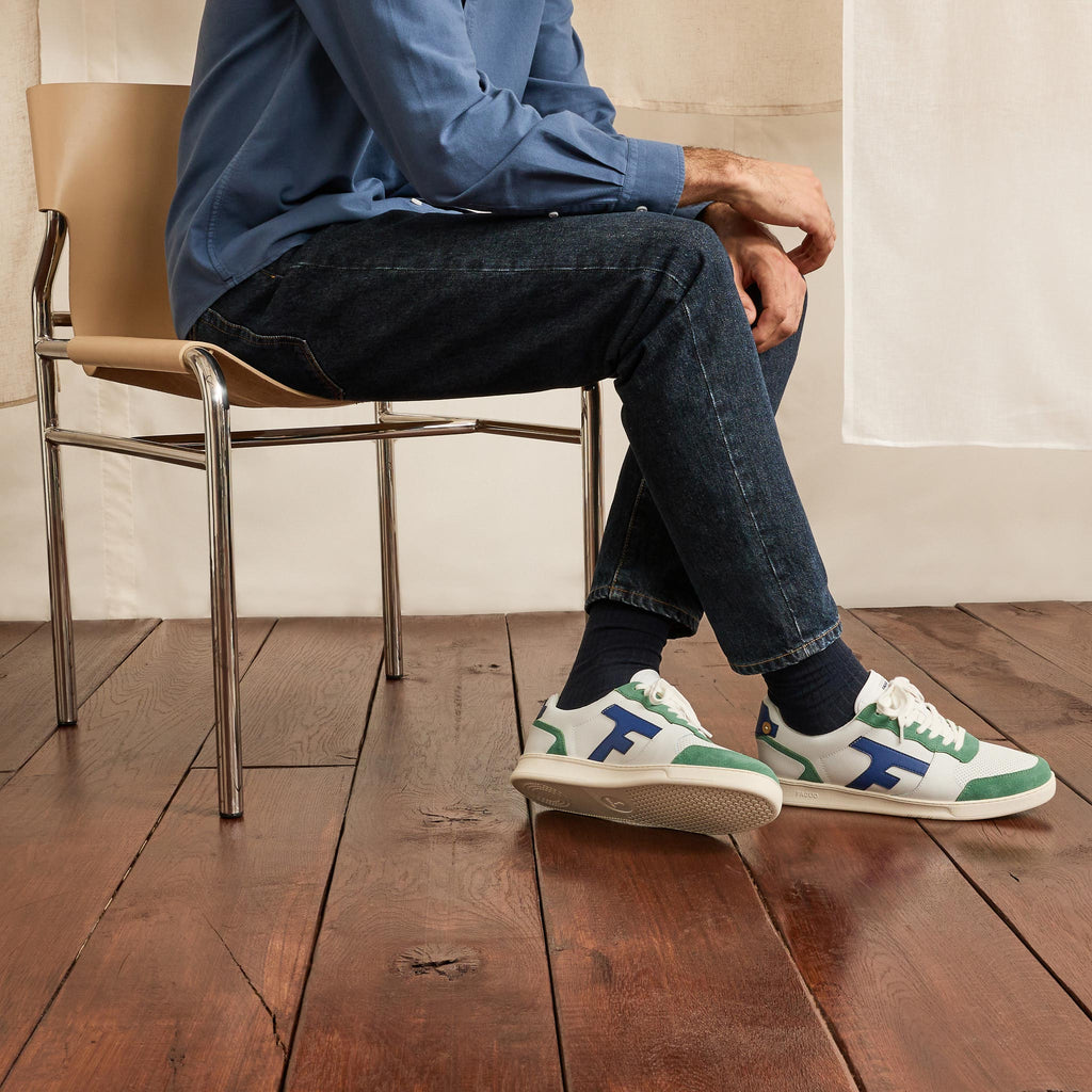 Baskets Basses Blanches & Vertes Hazel - Homme