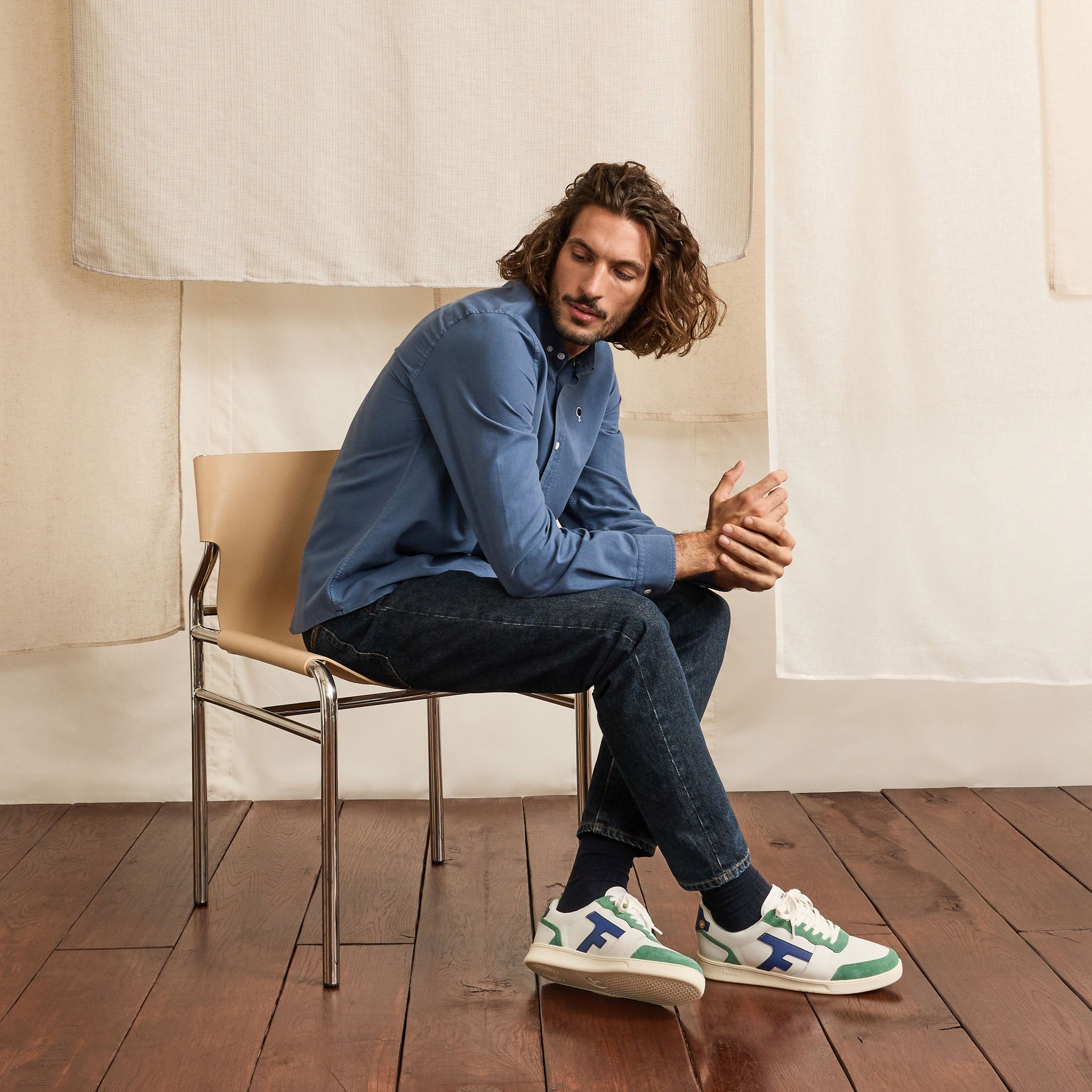 Baskets Basses Blanches & Vertes Hazel - Homme