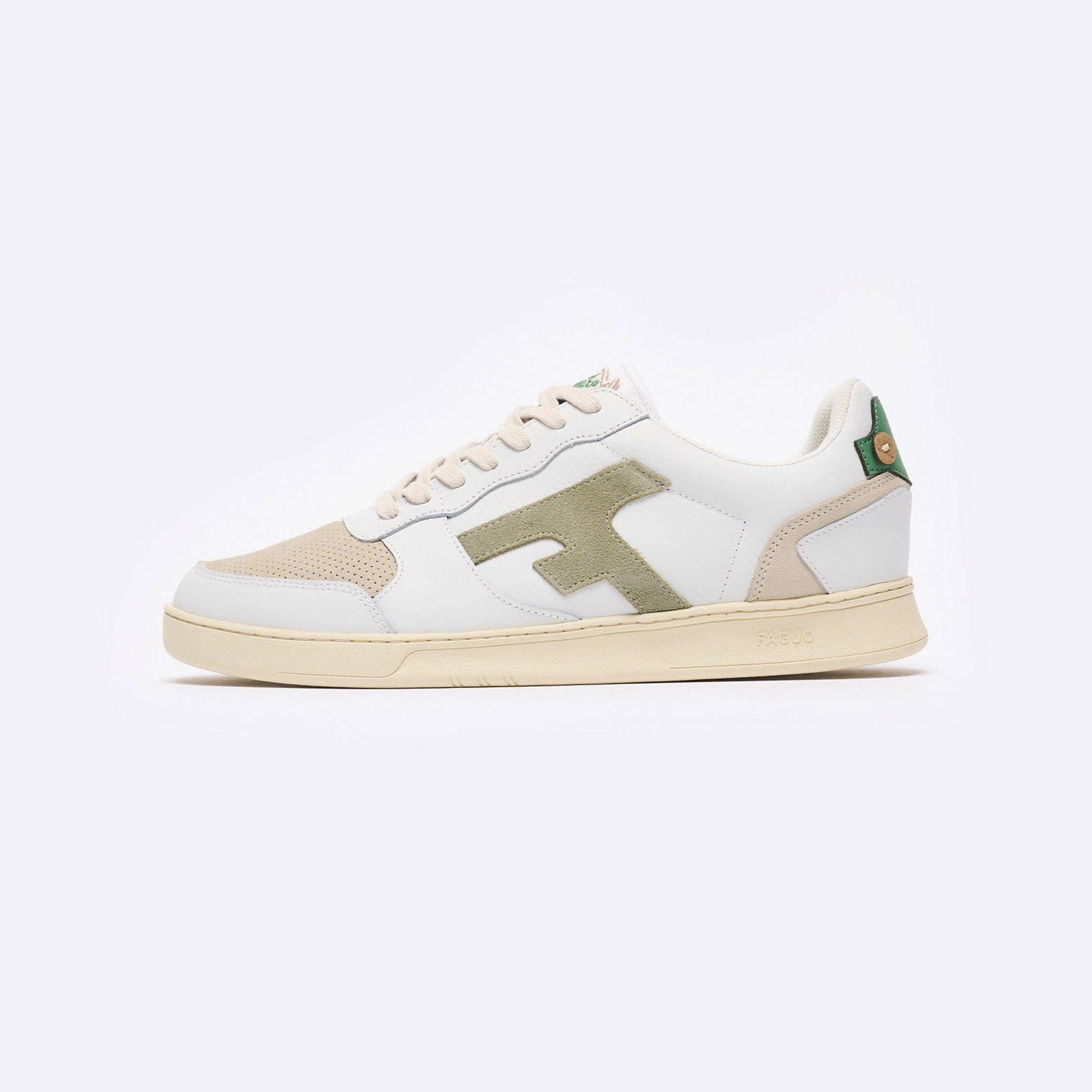 Baskets Basses Blanches & Kaki Clair Hazel - Homme