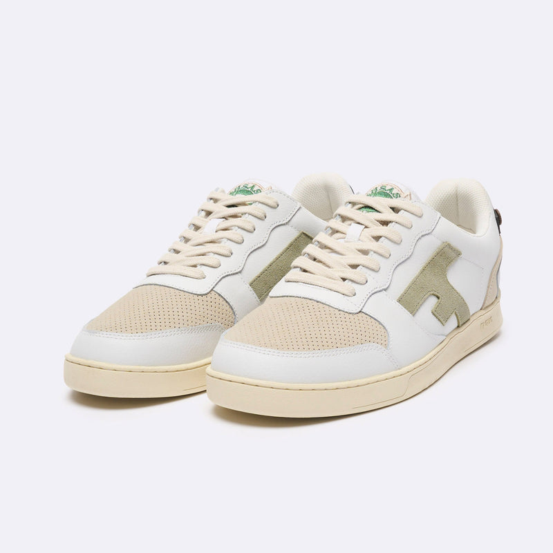 Baskets Basses Blanches & Kaki Clair Hazel - Homme