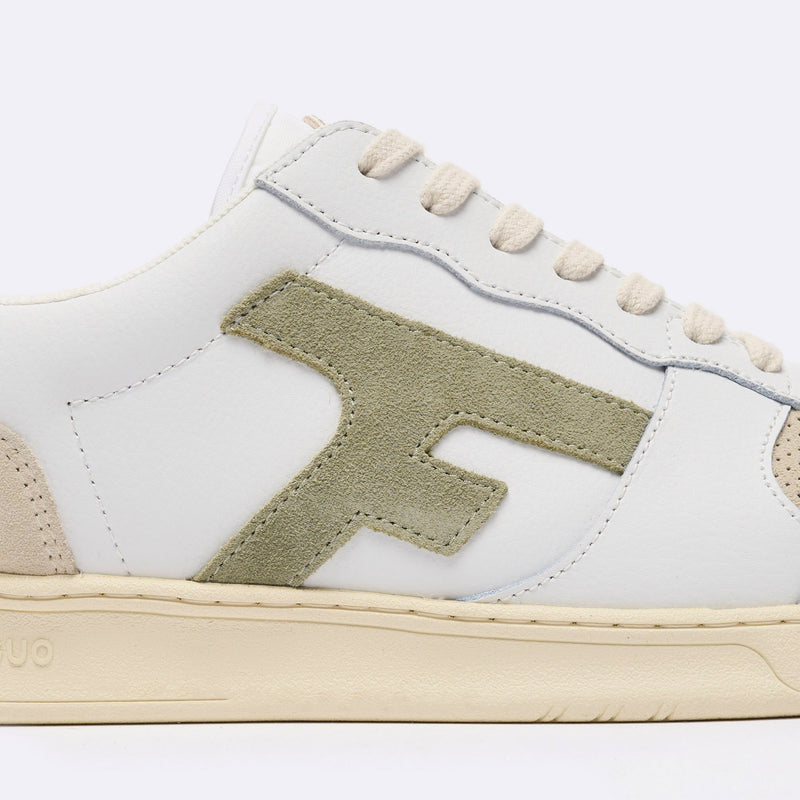 Baskets Basses Blanches & Kaki Clair Hazel - Homme