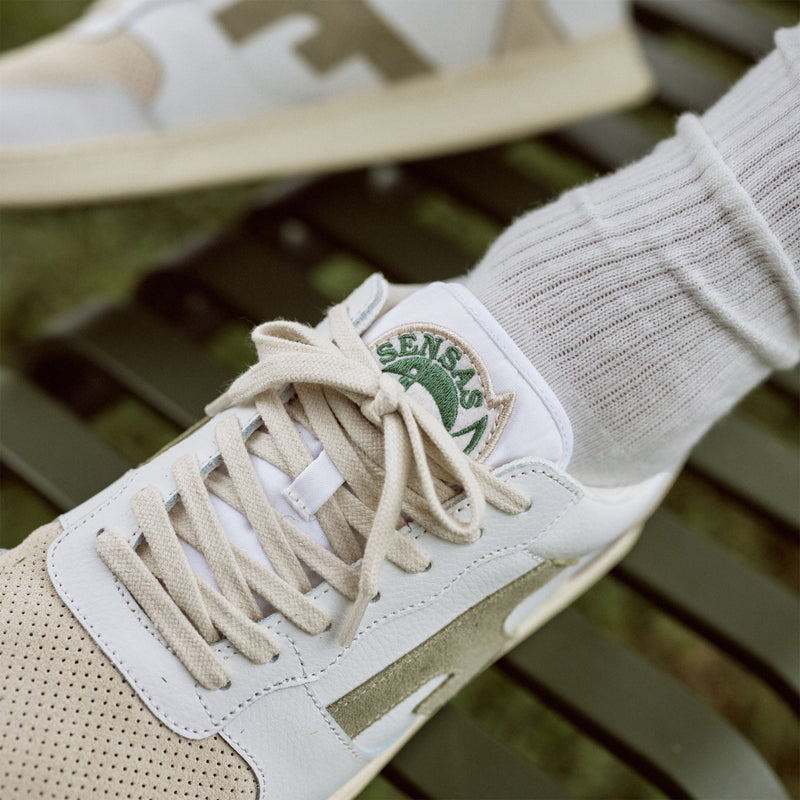 Baskets Basses Blanches & Kaki Clair Hazel - Homme