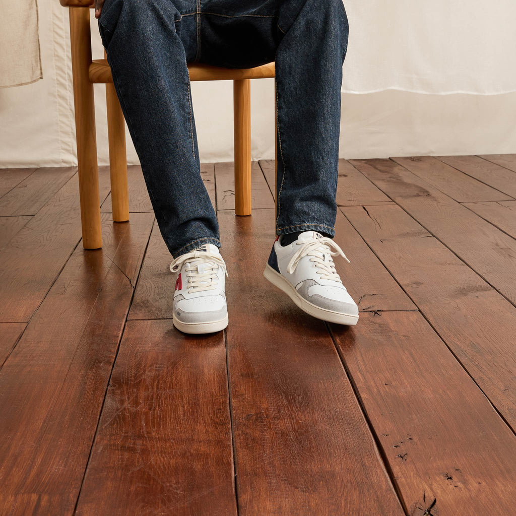 Baskets Basses Blanches & Rouges Palmer - Homme