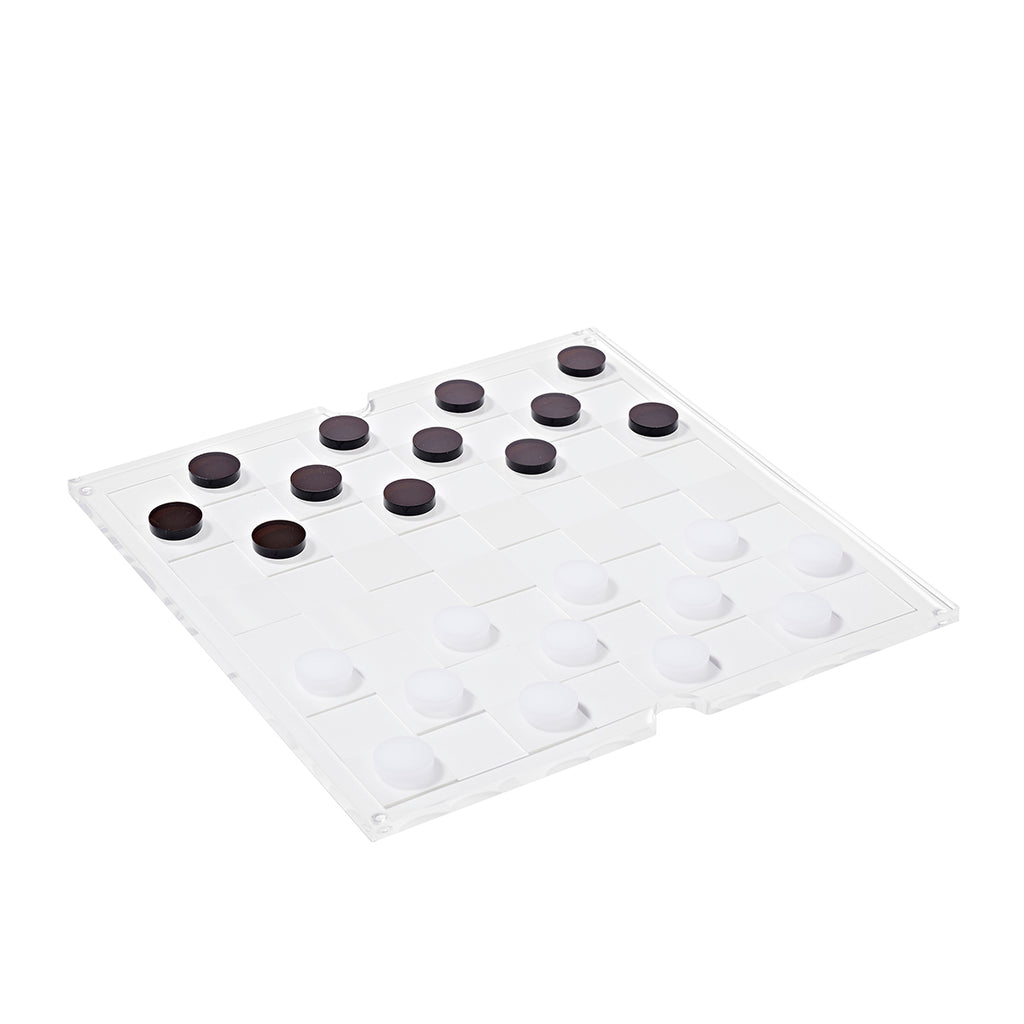 Jeu Echec Et Dames Crystal Lucite - Marron Et Transparent