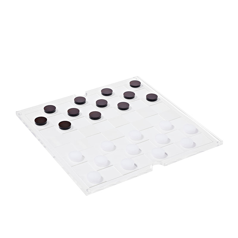 Jeu Echec Et Dames Crystal Lucite - Marron Et Transparent