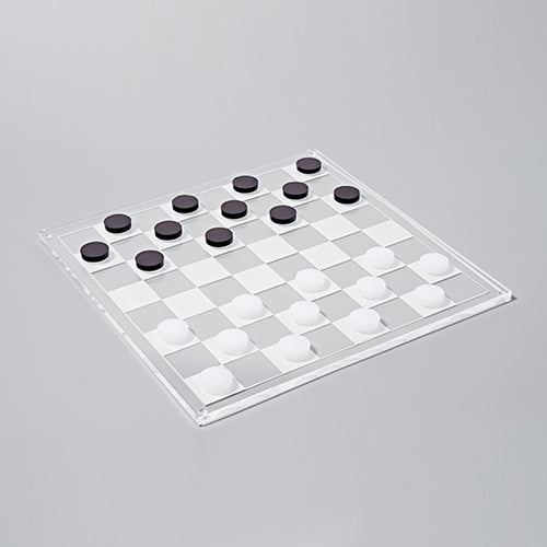 Jeu Echec Et Dames Crystal Lucite - Marron Et Transparent