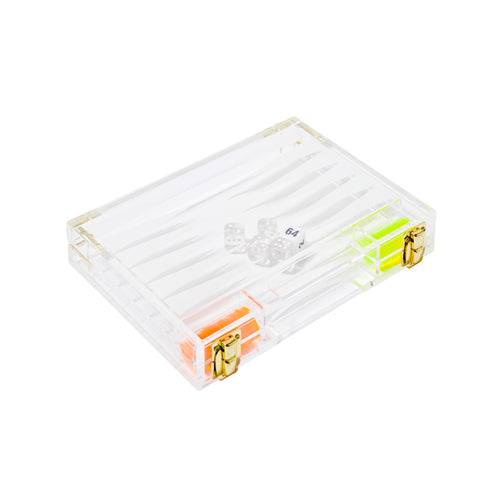 Jeu Backgammon De Voyage Crystal Lucite - Jaune Et Transparent