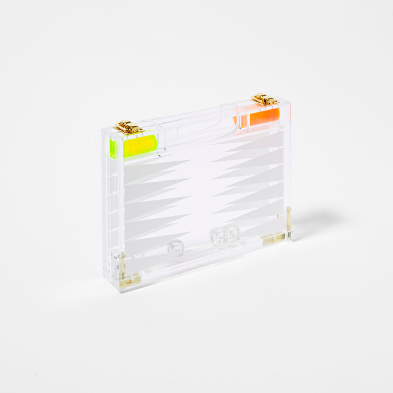 Jeu Backgammon De Voyage Crystal Lucite - Jaune Et Transparent