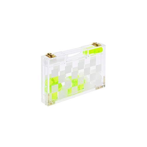 Jeu Echec Et Dames De Voyage Crystal Lucite - Jaune Et Transparent