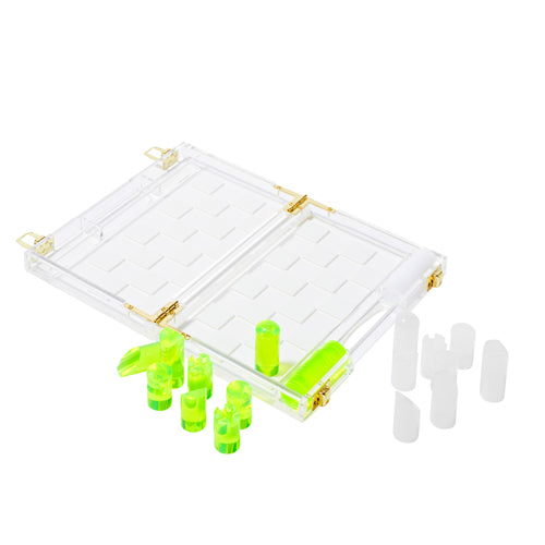 Jeu Echec Et Dames De Voyage Crystal Lucite - Jaune Et Transparent