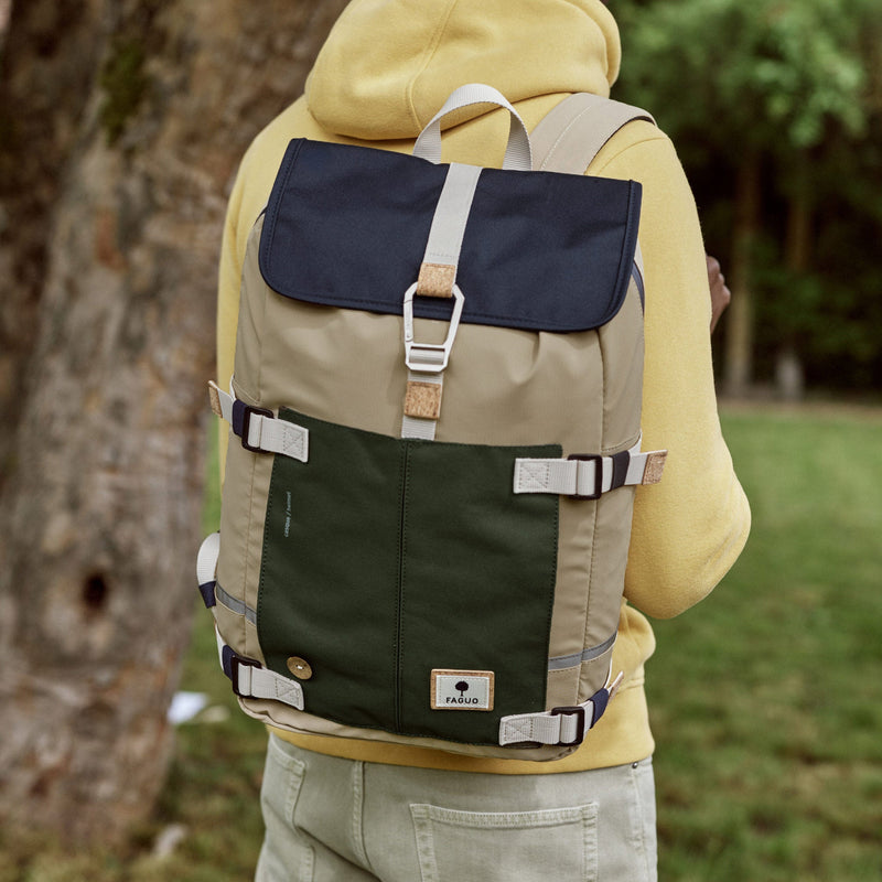 Sac A Dos Beige & Navy & Kaki Commuter - Mixte