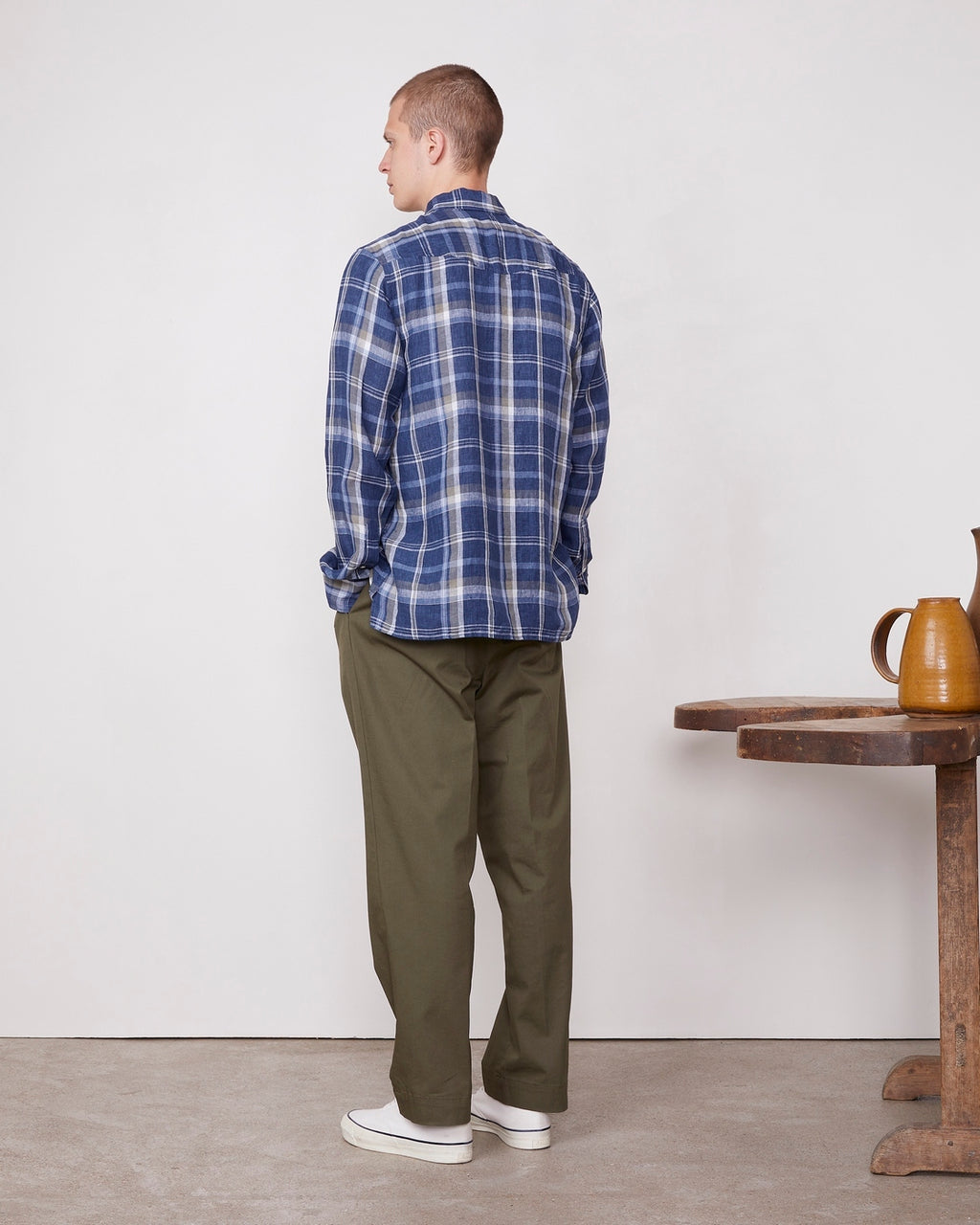 Chemise Arsene Sans Poche - Indigo/Blanc/Olive - Homme
