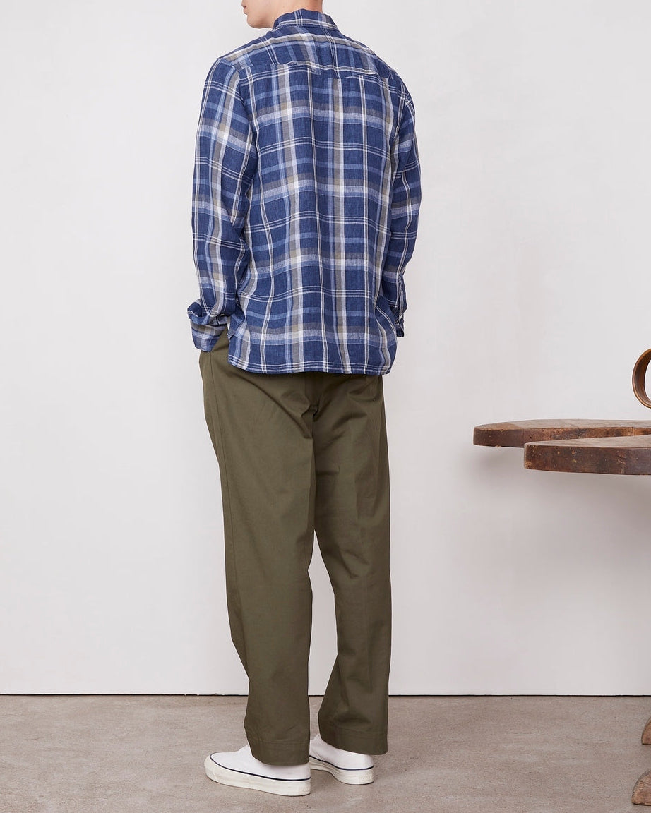 Chemise Arsene Sans Poche - Indigo/Blanc/Olive - Homme