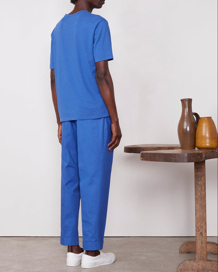 T-Shirt Manches Courtes - Bleu Saphir - Homme
