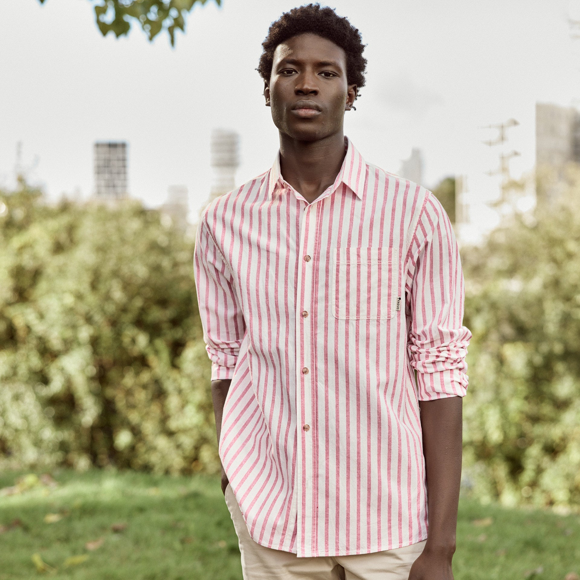 Camisa Roja y Crema Signy - Hombre