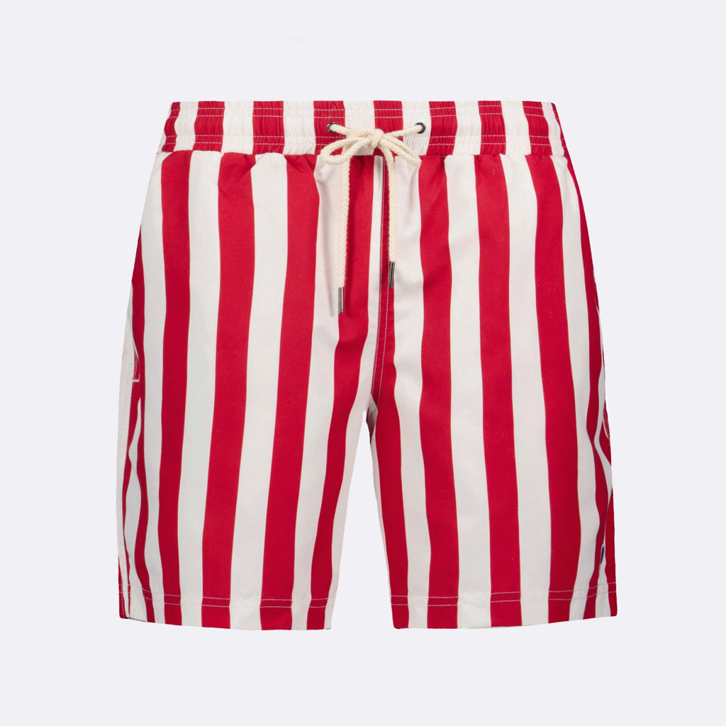 Red & Cream Mimizan Swim Shorts - Men