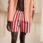 Red & Cream Mimizan Swim Shorts - Men