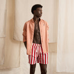 Red & Cream Mimizan Swim Shorts - Men