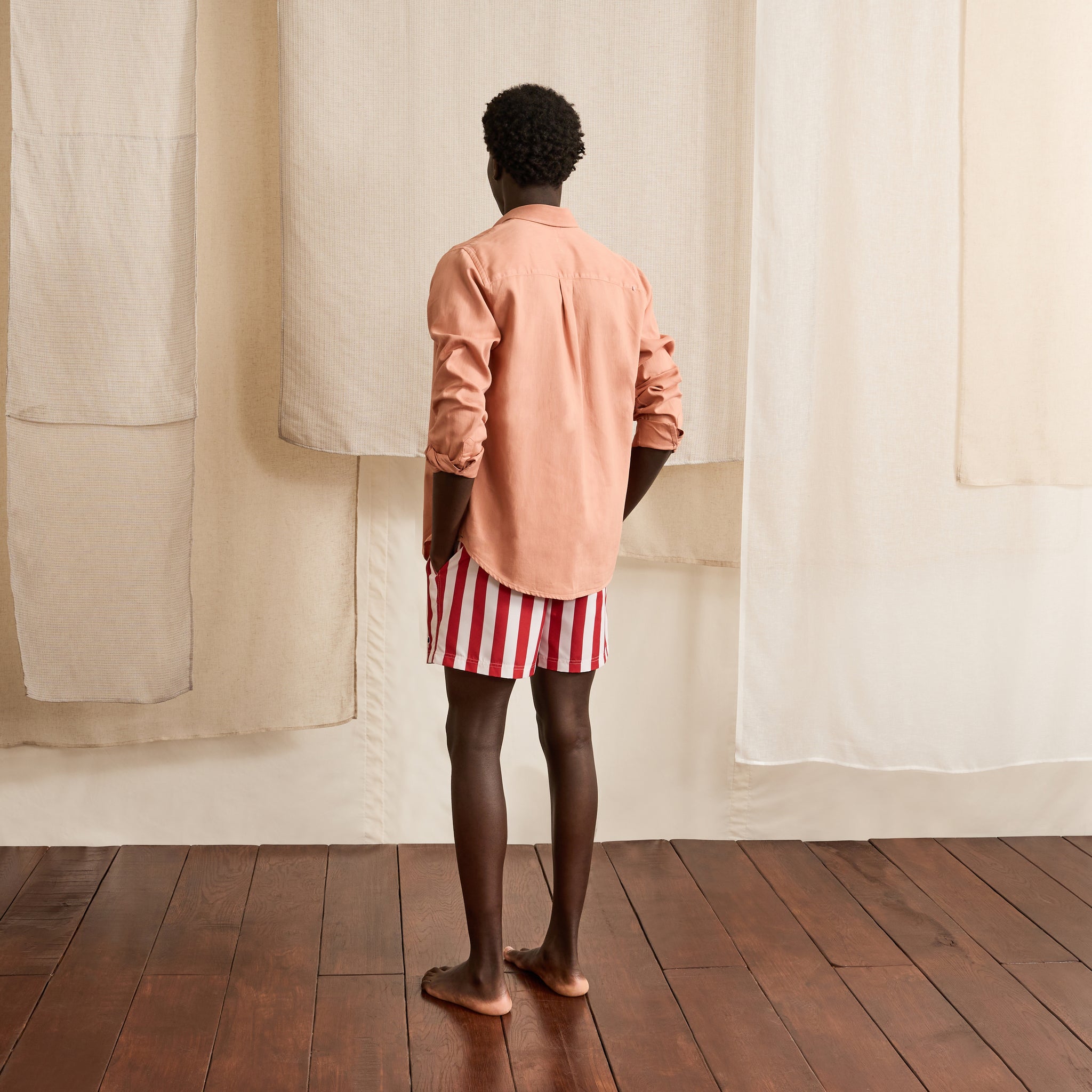 Red & Cream Mimizan Swim Shorts - Men