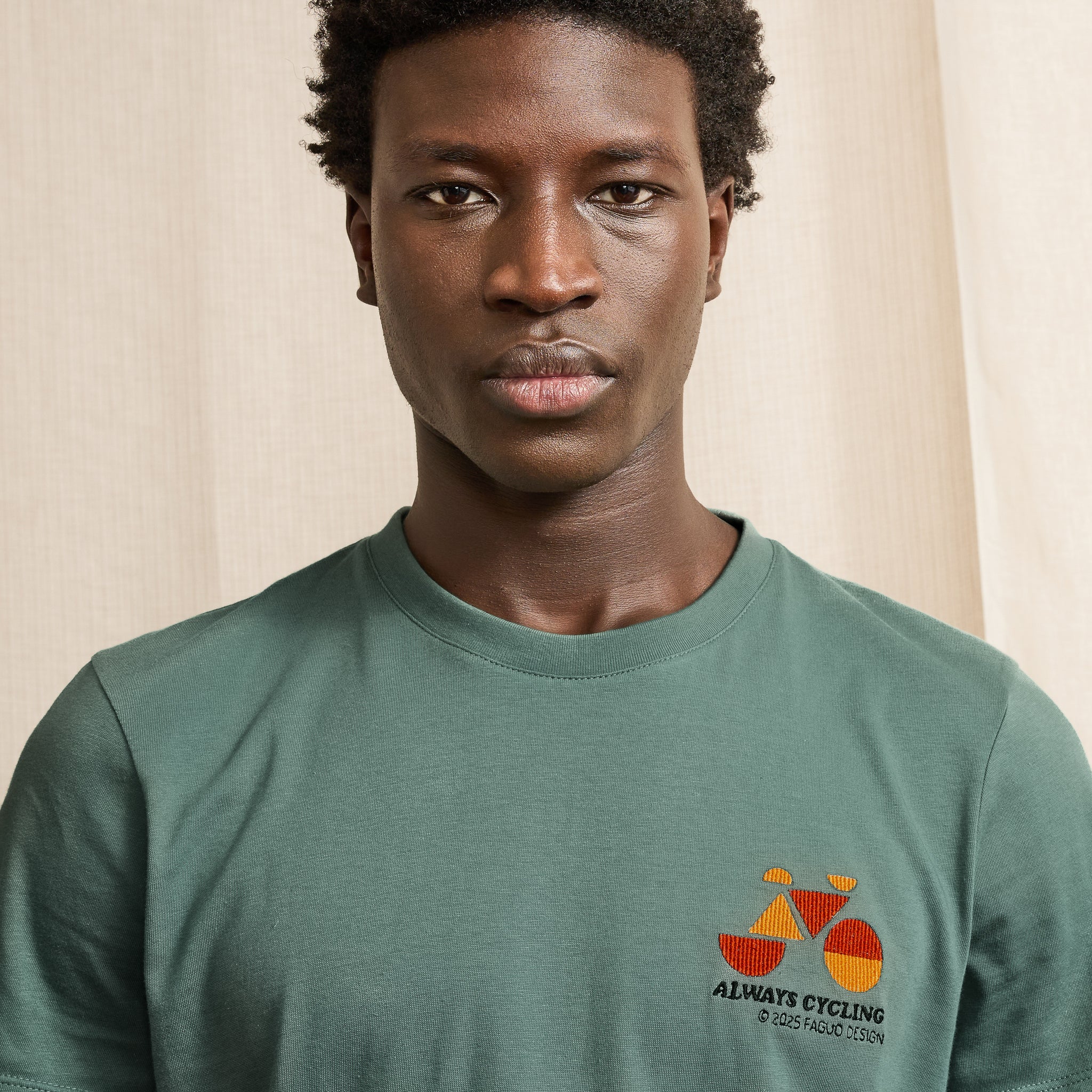 T-Shirt Vert Clair Vélo Brodé Arcy - Homme